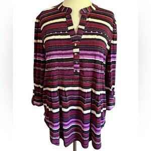 COCOMO Large Purple 3/4 sleeve women's Pintuck Blouse top shirt